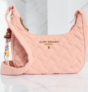 Kurt Geiger London Pink Quilted Shoulder Bag Crossbody Beaded Charm Purse